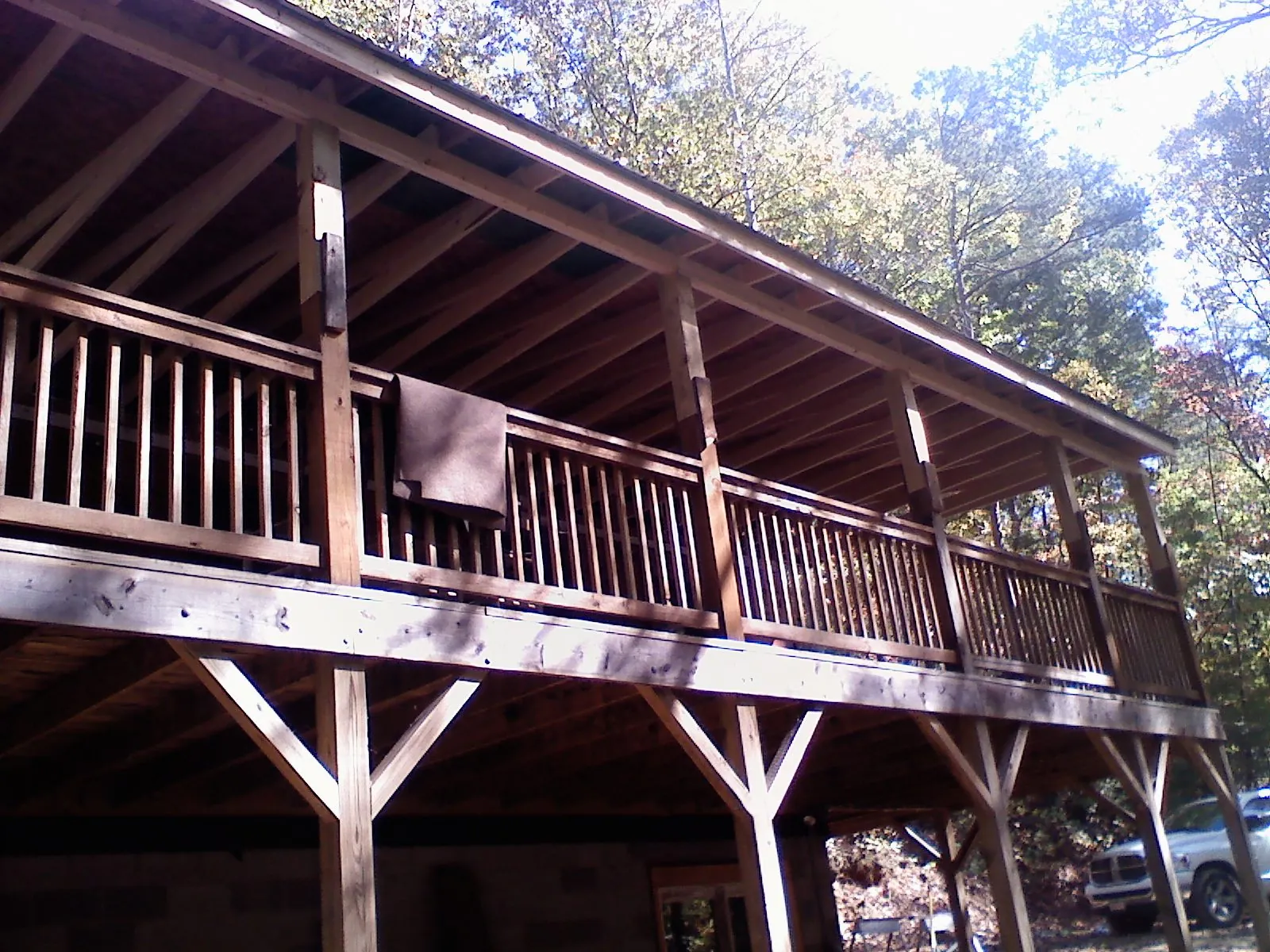 Timber framing under a new elevated porch and deck — Roof Leak Repair in Yellow Spring by Roofing Brothers